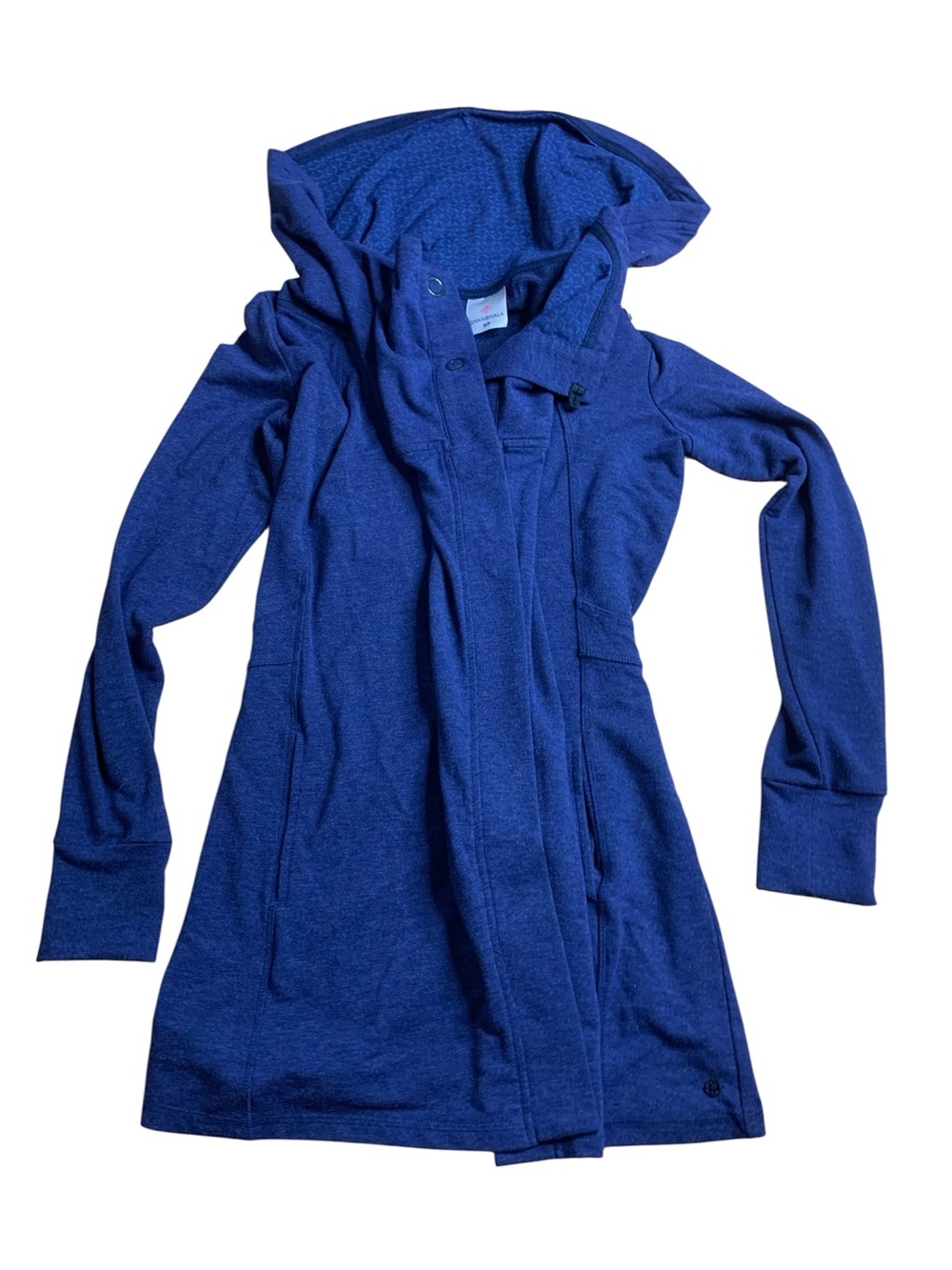 Shambhala Blue French Terry Snap-Up Hoodie Jacket Size Small S/P Activewear